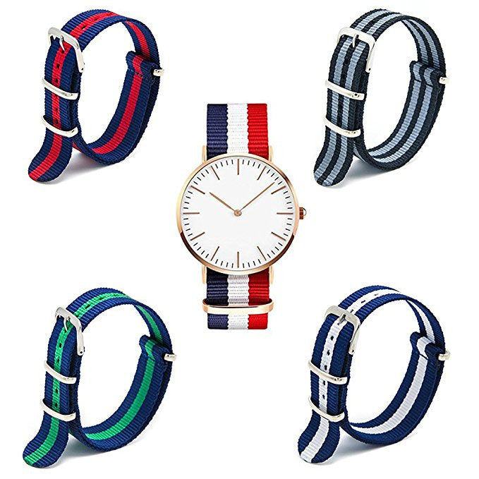 Unisex Americano Stainless Steel Watch + 4 Bonus Watch Bands