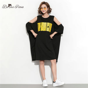 BelineRosa 2019 Women's T-shirt Dresses Casual Plus Size Women Clothing Street Wear Off SHoulder Tunic Dresses  HS000613